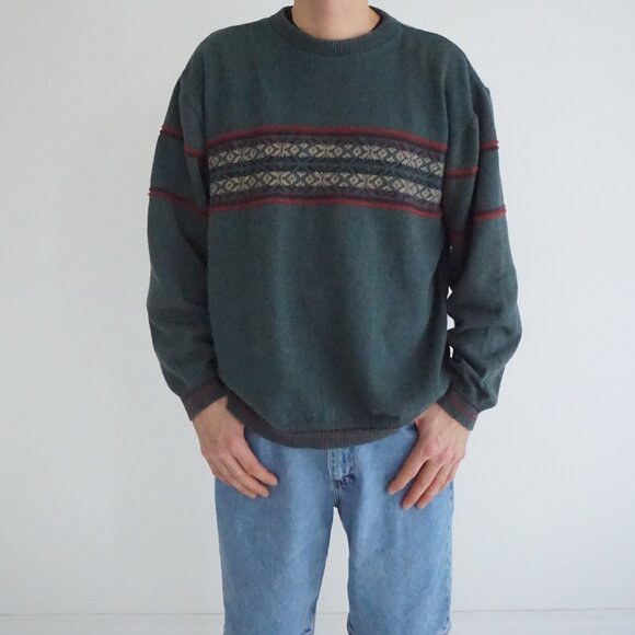 Vintage Susquehanna Trail Teal Cotton Sweater Cabincore Old Money XL - Picture 1 of 10